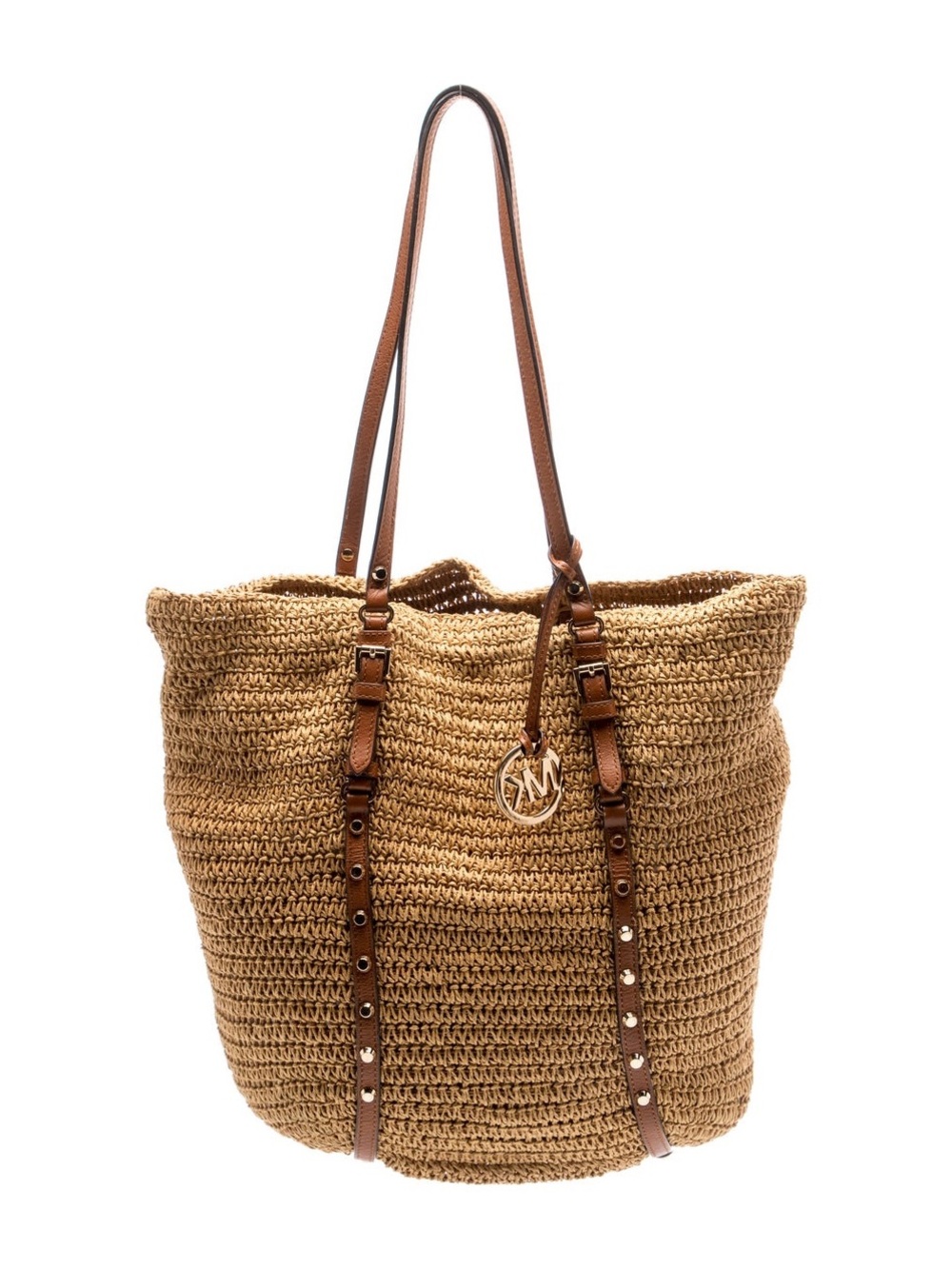 MICHAEL MICHAEL KORS
Large Studded Straw Shopper Tote Bag